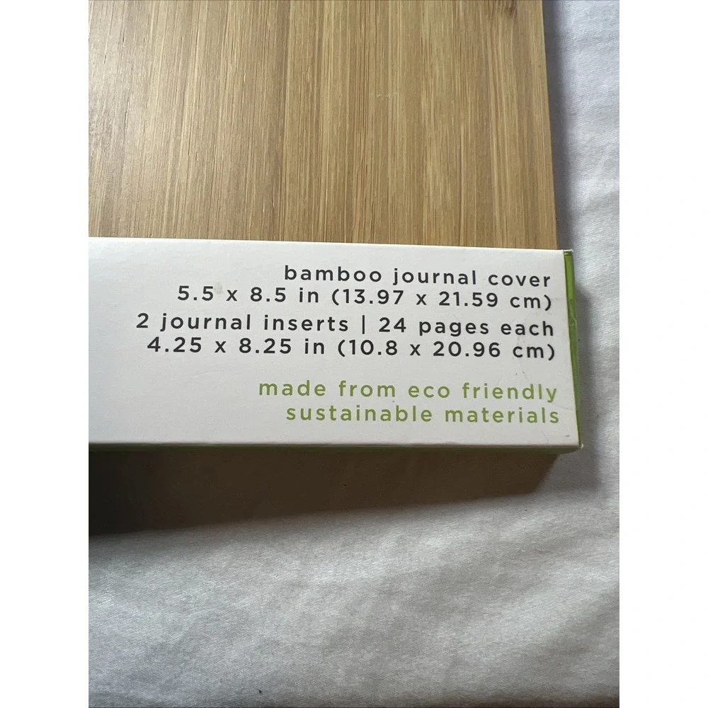 New ~ Sustainable Journaling BAMBOO JOURNAL COVER - 2 Journal Inserts